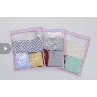 Imagem de Kit Saquinho Organizador Plastificado com Ziper 10 Peças Cor Rosa Mala