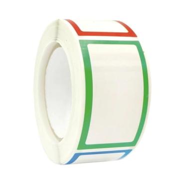 Imagem de Etiqueta de rolo colorida em branco - Etiquetas adesivas reutilizáveis para latas e recipientes com linhas de modelo transparentes para latas, garrafas e recipientes