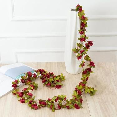 Imagem de Plantas artificiais de 250 cm de peônia, flores de videira falsa, para casamento, casa, jardim, artesanato, decoração, dia dos namorados, dia das mães, festa (outono peônia vinho vermelho)