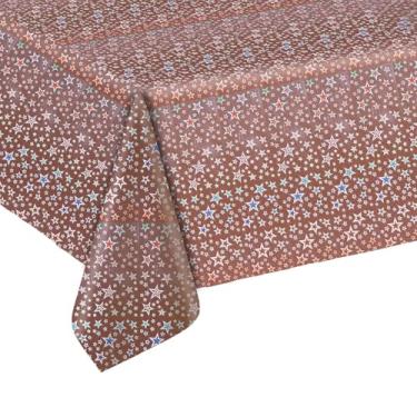 Imagem de 1 pacote de toalha de mesa retangular de plástico para festas, capas de mesa coloridas descartáveis à prova d'água, usadas em festas de aniversário, uma variedade de estilos, pontos, amor, estrela