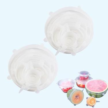 Imagem de 12 peças de tampas de silicone reutilizáveis multidimensionais para armazenamento de alimentos, tampas elásticas para recipientes de alimentos, capas de alimentos para máquina de lavar louça, freezer