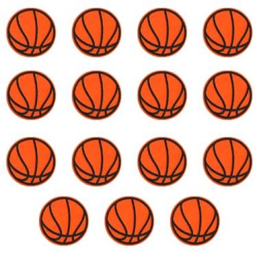 Imagem de 15 peças de adesivos fofos de basquete costurados com tema esportivo divertido, apliques bordados, acessórios de roupas adoráveis para roupas, jaqueta, chapéu, bolsa, decoração e artesanato DIY