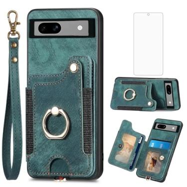 Imagem de Asuwish Capa de celular para Google Pixel 7A 5G 2023 capa carteira com protetor de tela de vidro temperado e alça de pulso RFID suporte para cartão de crédito anel acessórios para celular Pixel7A A7