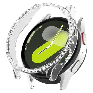 Imagem de Capa brilhante para Samsung Galaxy Watch 7 de 40 mm e 44 mm para mulheres, capa protetora de diamante com strass de cristal com glitter, capa rígida de policarbonato à prova de choque para Samsung