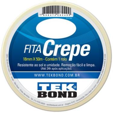 Imagem de Fita Crepe Pintura 18mm x 50m Tekbond Remoção Fácil