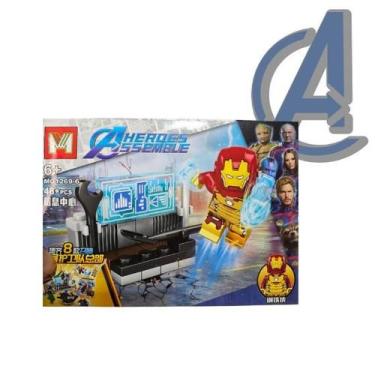 Imagem de Kit Blocos de Montar SuperHeróis ou Unidade  8 Personagens Cenário Com