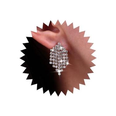 Imagem de Aneneiceera Brincos de lustre de cristal vintage brincos de borla de cristal dourado brincos de corrente de strass Cz brincos de corrente de franja joias para mulheres, Zinco, nah