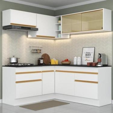 Imagem de Cozinha Completa De Canto Mp2097 Com Armário E Balcão Branca - MULTIMO