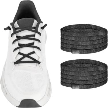 Imagem de NDTEZUGT Cadarços elásticos sem amarração para corrida ON Cloudtilt, cordão elástico de 4 mm | Cadarços elásticos de elastano com pontas de silicone, Preto 01, 24''/60cm