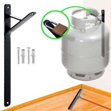 Imagem de 2X Suporte Para Botijão De Gás Em Aço Suspenso Parede Cozinh