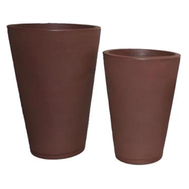 Imagem de Kit 2 Vasos Coluna Escovada Premium grande 3,4, leve ideal para áreas de piscinas entrada, canto de sala, recepção, (Marrom)