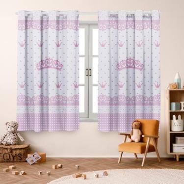 Imagem de Cortina Infantil Decorativa, 2,00 x 1,50m, Poliéster, Estampada, para Quarto de Criança (COROA ROSA)