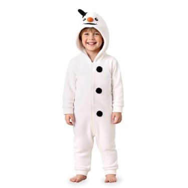 Imagem de IIMMER Macacão com capuz para bebês meninos meninas Natal boneco de neve de lã rena 6M - 2T, Branco | Boneco de neve, 6-9 Meses
