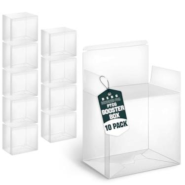 Imagem de Pacote com 10 capas protetoras de plástico PET transparente com tampa para caixa Booster Box Display Case para colecionadores, 0,70 mm de espessura, (14,5 x 8,6 x 12,4 cm)