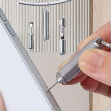 Imagem de Ferramenta de remoção de bandeja de cartão SIM para celular com escova de limpeza, caneta de limpeza de chaveiro portátil EDC 2 em 1 para iPhone Airpods Pro (52 x 9,8 mm)