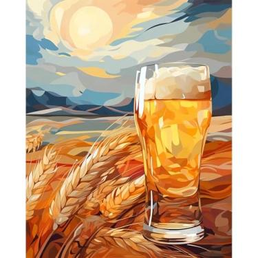 Imagem de Kits de pintura a óleo por números para adultos, cerveja de trigo, faça você mesmo, kits de pintura a óleo por números para adultos iniciantes em tela para decoração de parede de casa presentes de