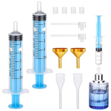 Imagem de Segbeauty Kit de decantador de funil de perfume de 5 ml, kit de ferramentas profissional de refil de perfume, plástico azul, 4,8 g para fabricação de colônia, extrator e conta-gotas para atomizador de