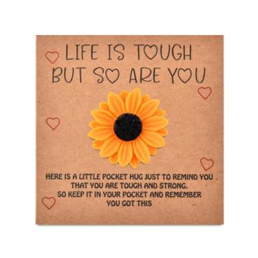 Imagem de Girassol Suporte Emocional Inspiração Presentes para Mulheres Bolso Abraço Token Sentimental Get Well Soon Gift Life Is Tough But So Are You Presentes Cartão Saudações Lembrança Amantes Girassol