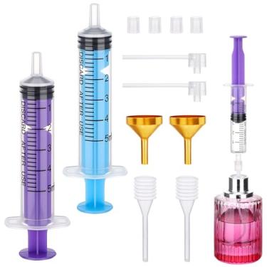 Imagem de Segbeauty Kit de ferramentas de refil de perfume de 5 ml, kit de decantador de perfume plástico azul roxo com conta-gotas para pulverizador atomizador, ferramenta de transferência extratora de 5 g
