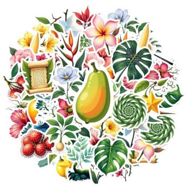 Imagem de 35 peças de adesivos botânicos tropicais botânicos botânicos da natureza, floral, brinquedo, pacote de adesivos para guitarra, laptop, capacete, skate, faça você mesmo, telefone, laptop, scrapbook