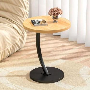 Imagem de Mesa Decorativa Lateral Canto Redonda Em MDF e Ferro Redondo Para Cant