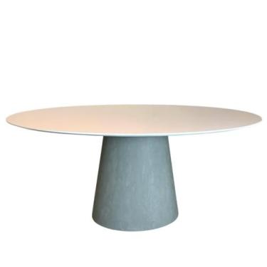 Imagem de Mesa De Jantar Cone Oval 137x90 Cm Base Cimento Queimado Tampo Laca Br