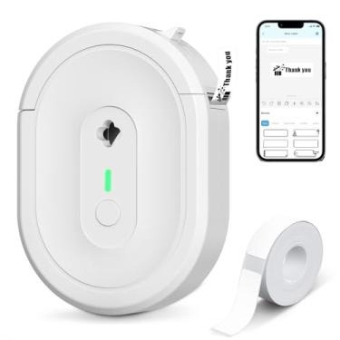 Imagem de NDYIN Máquina de etiquetar com fita, impressora de etiquetas Bluetooth portátil N12, mini etiquetadora sem fio, adesivo térmico com vários modelos para casa, cozinha, escola, escritório, branco