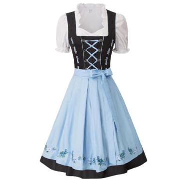 Imagem de Fantasia JASAMBAC German Oktoberfest Dirndl Vestido tamanho GG azul