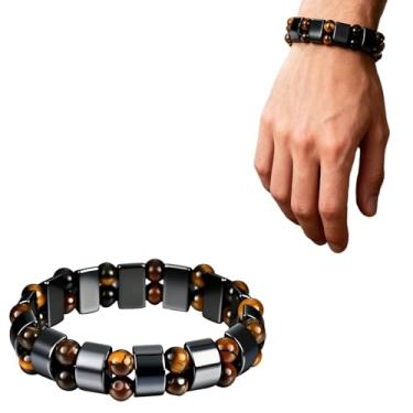 Imagem de Pulseira de contas de olho de tigre, pulseira de contas de energia de pedras preciosas polidas naturais para cura, meditação, One Size, Vidro, Sem Pedra Preciosa