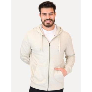 Imagem de Moletom Tommy Hilfiger Masculino Flag Logo Zip-Through Hoody Areia-Masculino