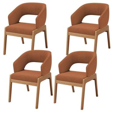 Imagem de Kit 04 Cadeiras De Jantar E Estar Living Estofada Lince L02 Bouclê Terracota - Lyam Decor