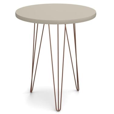 Imagem de Mesa Lateral Redonda Base Aço Evolution Off White - Patrimar