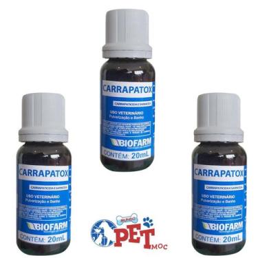 Imagem de 3 Carrapatox 20ml - Carrapaticida e sarnicida para animais - BIOFARM