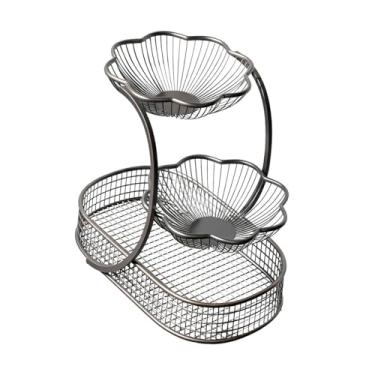 Imagem de KiBcsLic Suporte para Frutas, Fruteira de, 3 Níveis, Organizador de Cesto para Vegetais, Lanches e Pães para Mesa de Jantar, Preto