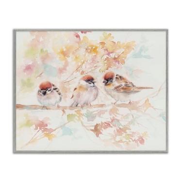 Imagem de Stupell Industries Trio of Birds on Watercolor Branch Gray Framed Giclee Art, design por Cady Driver, 61 x 76 cm