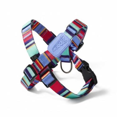 Imagem de Peitoral em X e Guia para Cães Raios e Listras Violeta - P