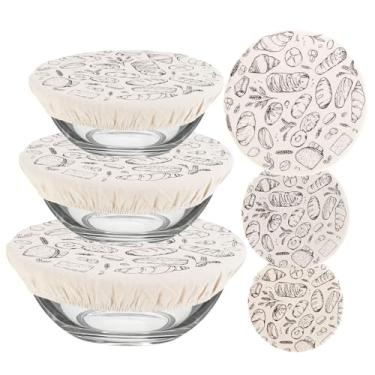 Imagem de Pacote com 3 capas de tigela de 3 tamanhos, reutilizáveis, elásticas, para armazenamento de alimentos, capa de pano, tigela de pão, capas de prato para descanso na geladeira, acampamento, cozinha