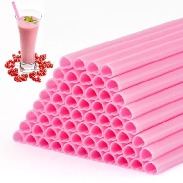 Imagem de Canudos de coração, canudos em forma de coração, canudos de plástico fofos descartáveis, embalados individualmente para decoração de chá de panela de aniversário de casamento (60 peças, rosa escuro)