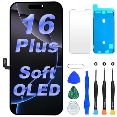 Imagem de DIGI4U Tela OLED macia para iPhone 16 Plus, tela COP de 16,7 polegadas NÃO LCD, janela 1:1, resolução e espessura, controle de temperatura, com kit de reparo para tela de substituição do iPhone 16