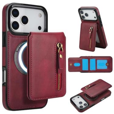 Imagem de DMaos Capa para iPhone 17 Pro Max com capa separável para cartão, compatível com Magsafe, suporte de cartão de identificação de couro PU, clássico para iPhone17 Pro Max 2025 de 6,9 polegadas