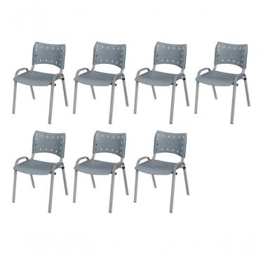 Imagem de Cadeira Iso Base Cinza, Igreja, Escola, Escritório -cinza Kit 7 Peças