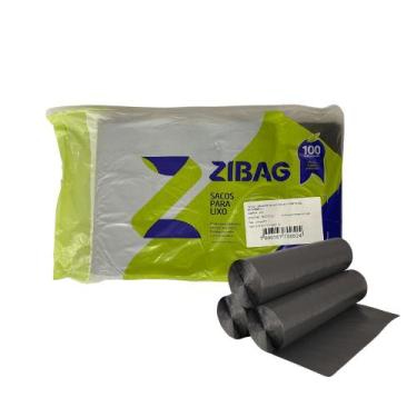 Imagem de Saco de lixo preto 40 litros Rolo reciclado Econômico Zibag com 100 un