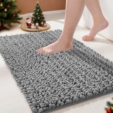 Imagem de (60cm x 43cm , Gray) - Yimobra Original Luxury Shaggy Bath Mat, Soft and Cosy, Super Absorbent Water, Non-Slip, Machine-Washable, Thick Modern for Bathroom Bedroom (60cm x 43cm , Grey)