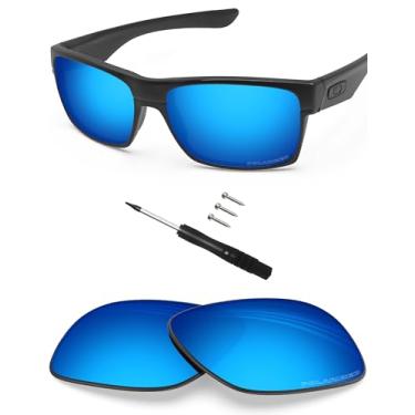 Imagem de BLAZERBUCK Lentes e parafusos de substituição para óculos de sol Oakley TwoFace OO9189/TwoFace Asian Fit OO9256, Azul gelo - polarizado, 0