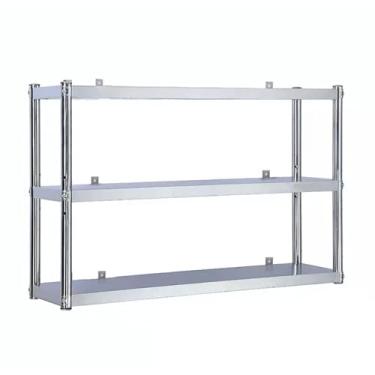 Imagem de Prateleira dupla de aço inoxidável, prateleira flutuante montada na parede, prateleira de cozinha para restaurante, cozinha, casa e hotel (120 x 30 cm/47,2 x 11,8 pol, 3T)