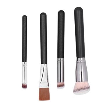 Imagem de Conjunto de pincéis de maquiagem 4 peças, cerdas macias, base, corretivo, blush, pó, pincéis cosméticos para iniciantes, profissionais, uso doméstico, material ABS