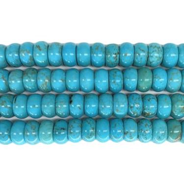 Imagem de Lady Works Fio de pedra natural turquesa azul de 33 cm, contas lisas Rondelle de 5 x 8 a 6 x 10 mm para fazer joias DIY | Beads_01118