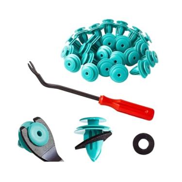 Imagem de Sandfren 100 peças de clipes de retentor de painel de porta de acabamento de carro, clipes de fixação de porta com 1 peça de removedor de fixador de plástico, kit de substituição OEM # 90467-10188