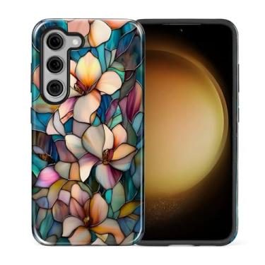 Imagem de DAIZAG Capa para Samsung Galaxy S23, linda capa de telefone para meninas e mulheres, resistente a arranhões à prova de choque capa protetora magnólia de vidro colorido