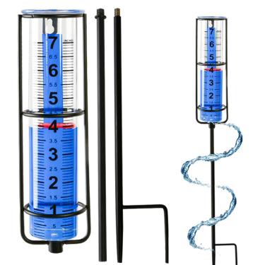 Imagem de Toiclebor 7" Capacity Rain Gauge Outdoor,Freeze Proof Rain Gauge Tube with Red Float Marker,Rain Gauge for Yard with Long Stake,Matte Black (RM-LBS7-002)